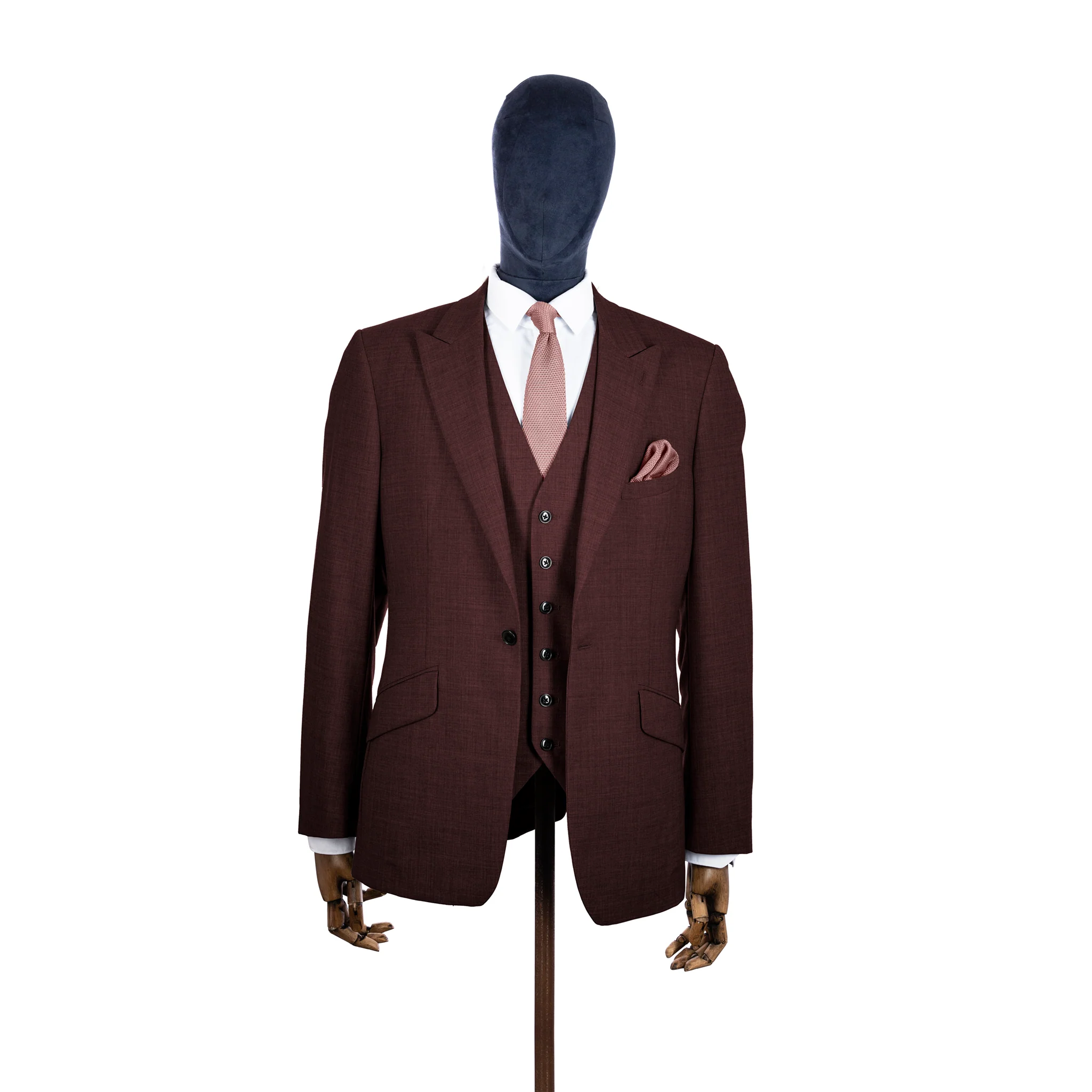 Antique rose knitted tie and pocket square set - Image 4