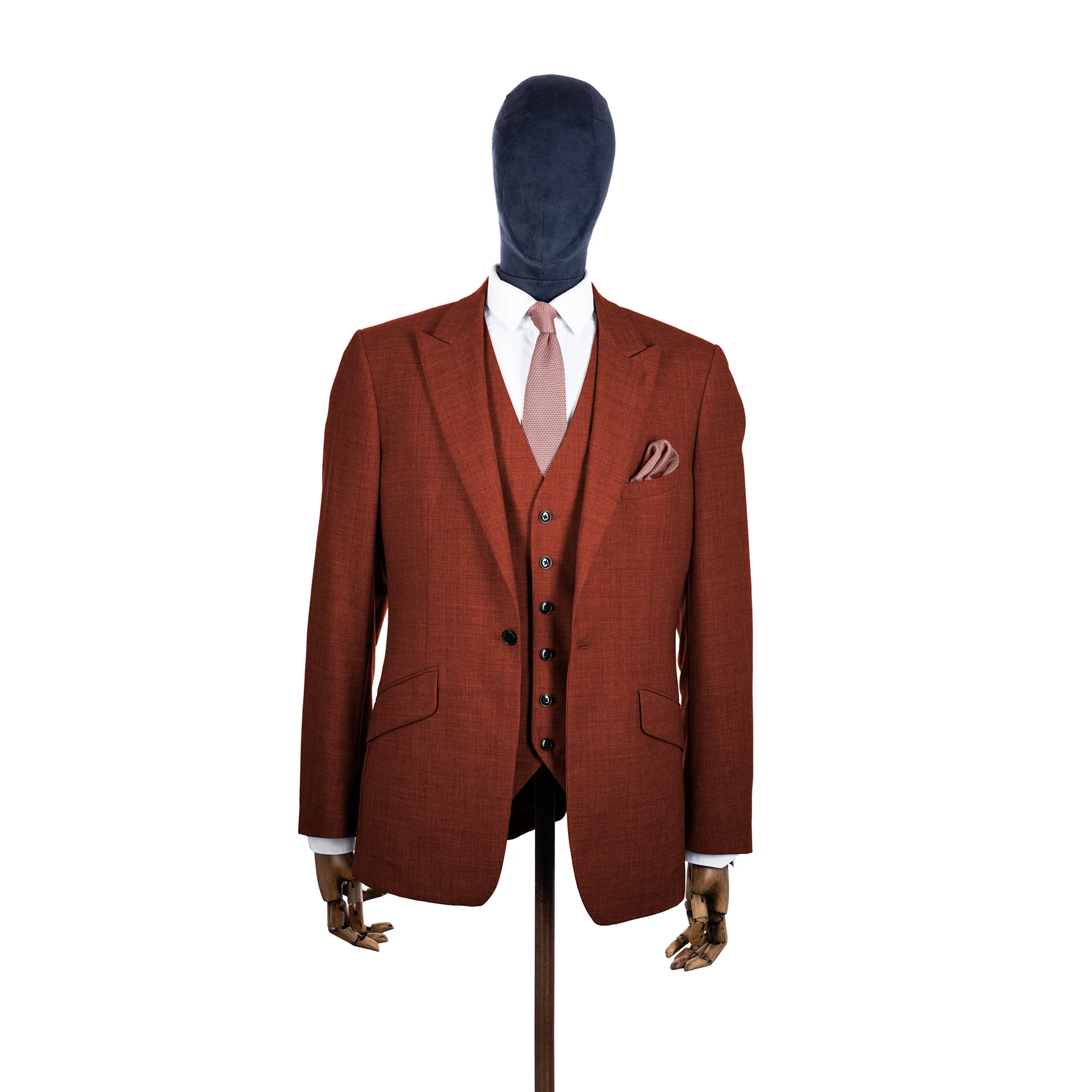 Antique rose knitted tie and pocket square set - Image 5