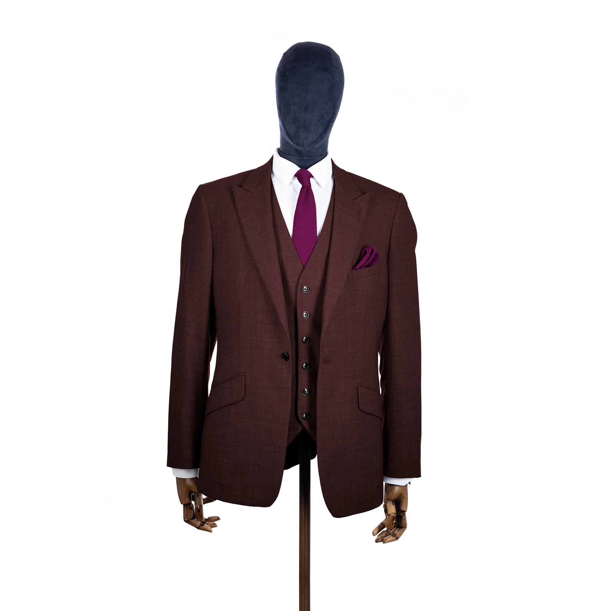 Berry pink knitted tie and pocket square set - Image 4