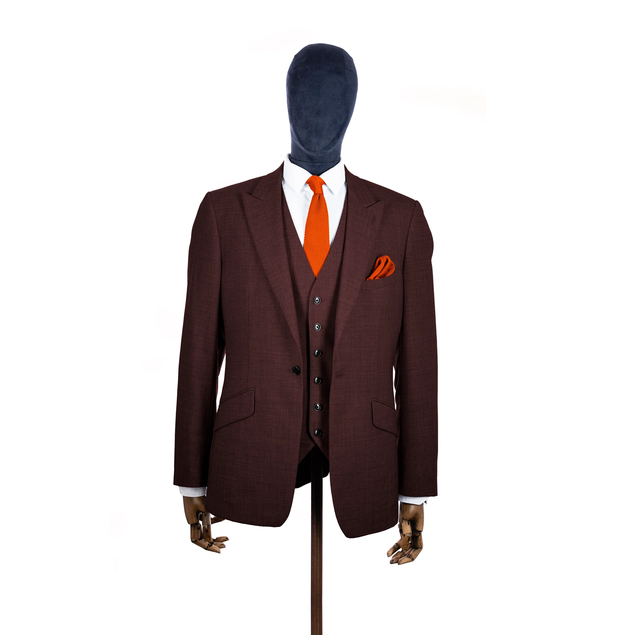 Burnt orange knitted tie and pocket square set - Image 4