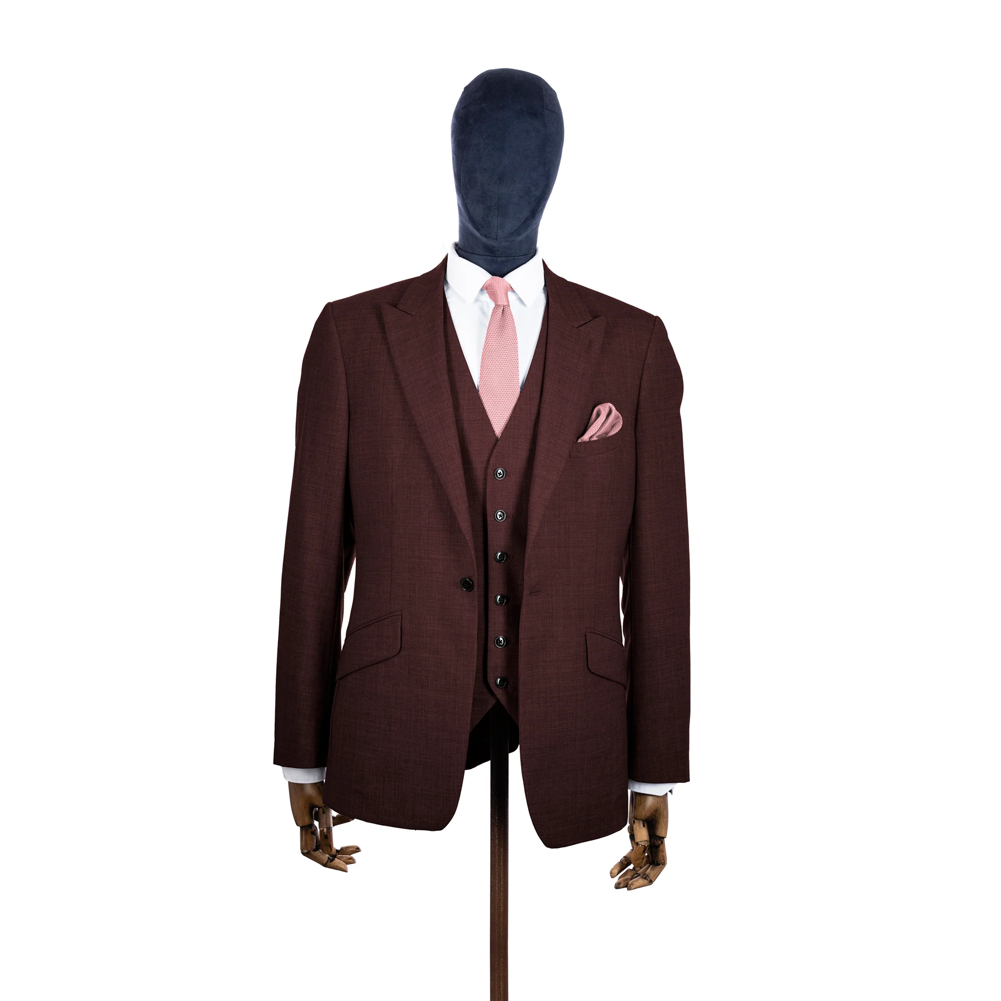 Dusty pink knitted tie and pocket square set - Image 4