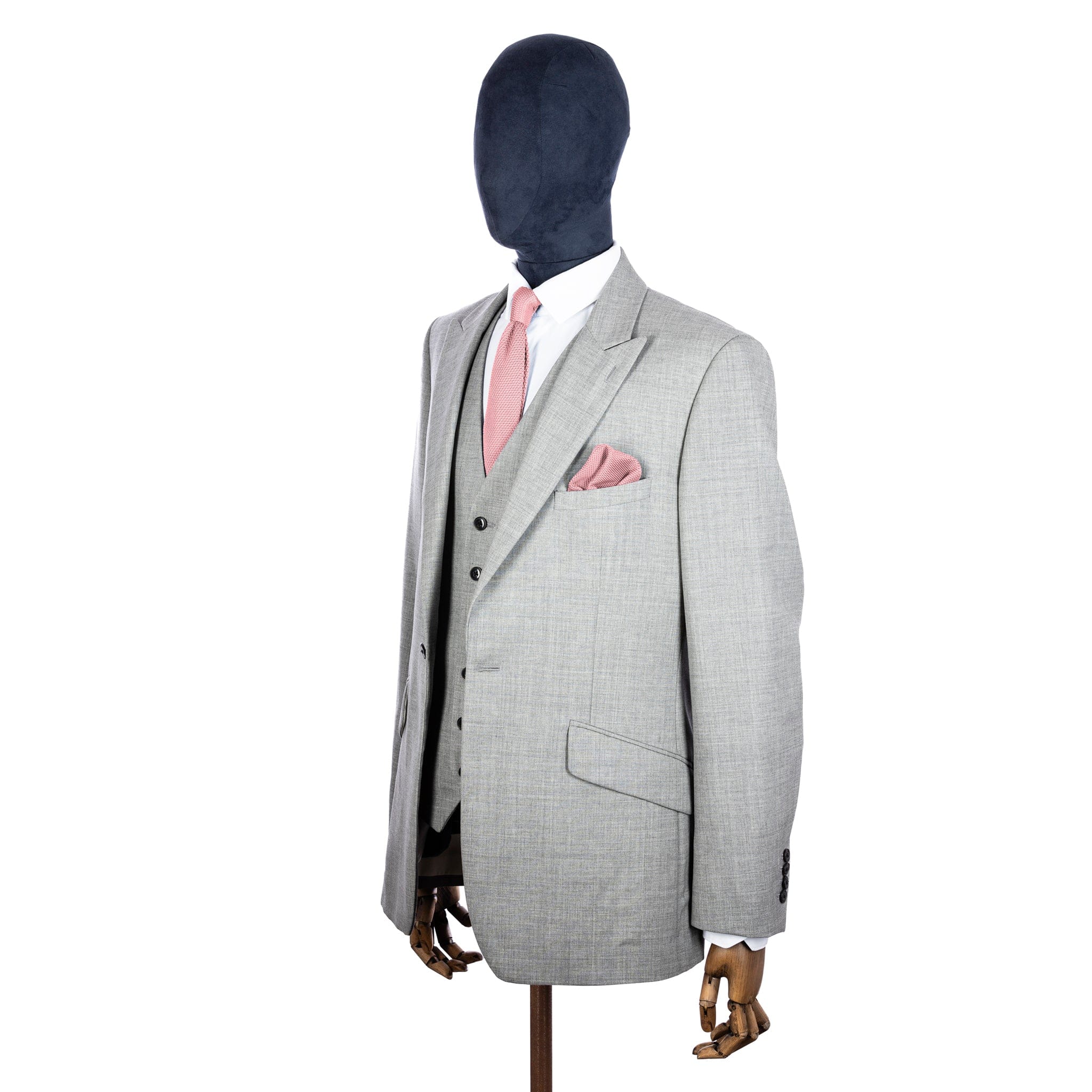 Dusty pink knitted tie and pocket square set - Image 8