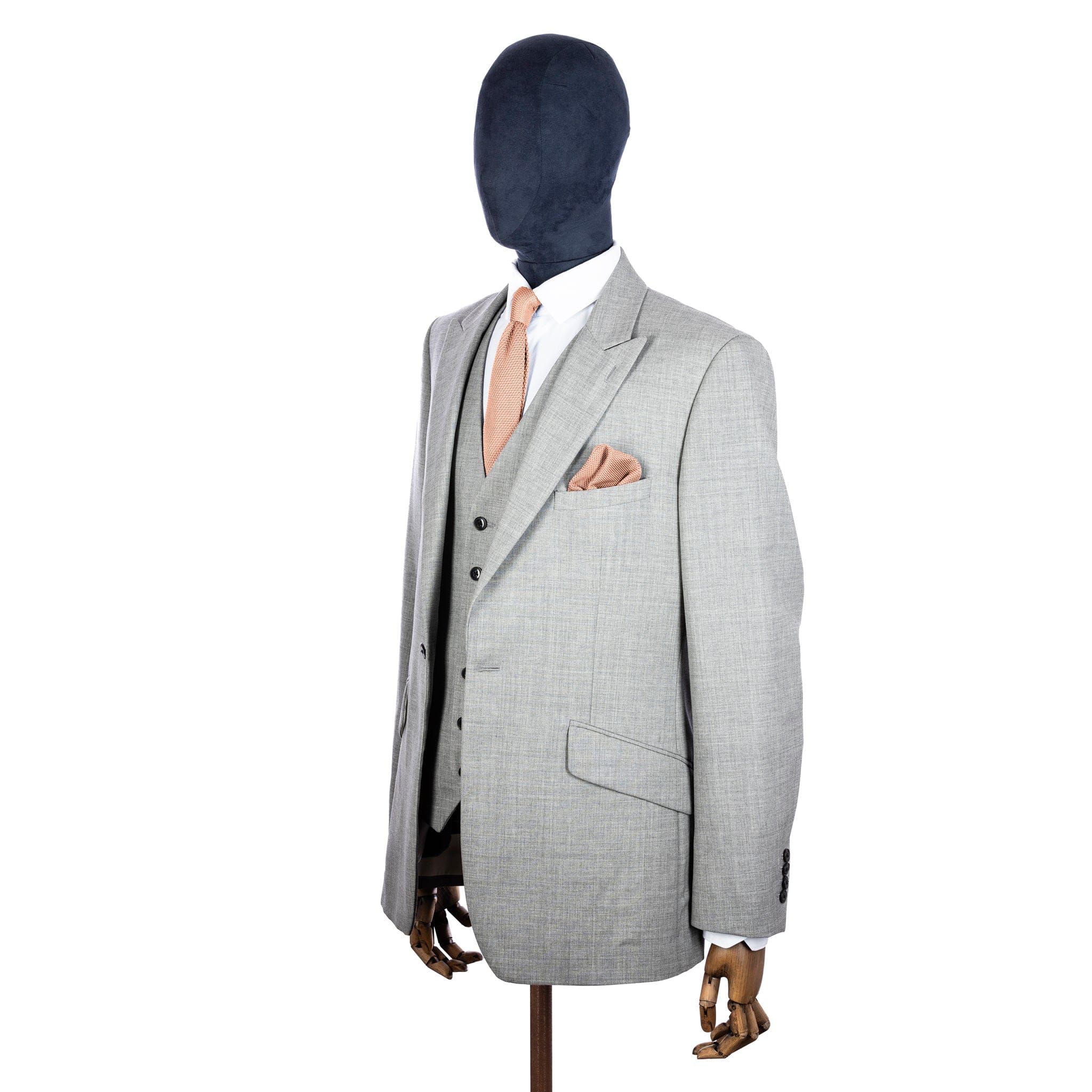 Rose quartz knitted tie and pocket square set - Image 8
