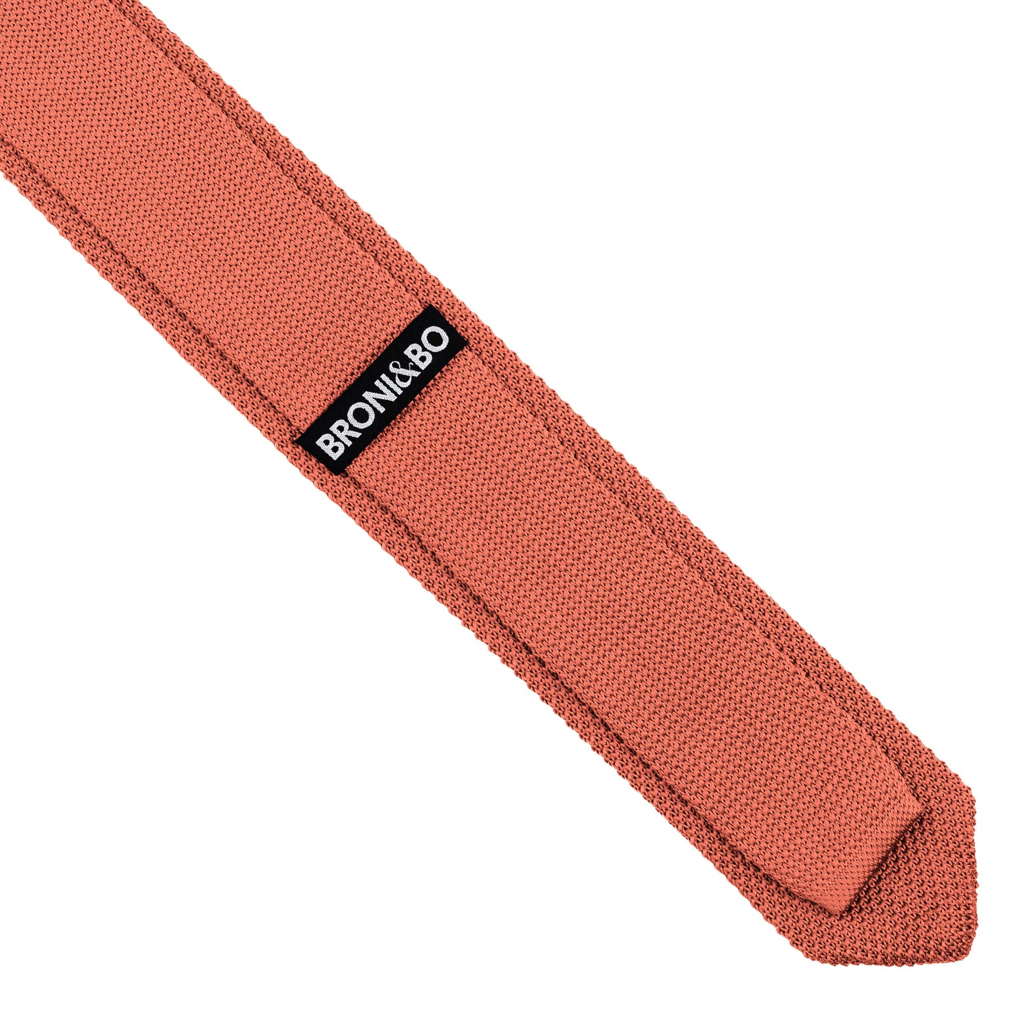 Rustic orange knitted tie and pocket square set - Image 12