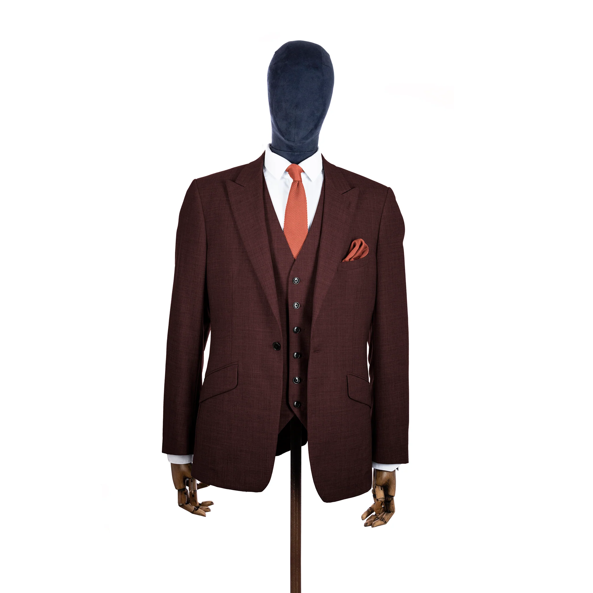 Rustic orange knitted tie and pocket square set - Image 4