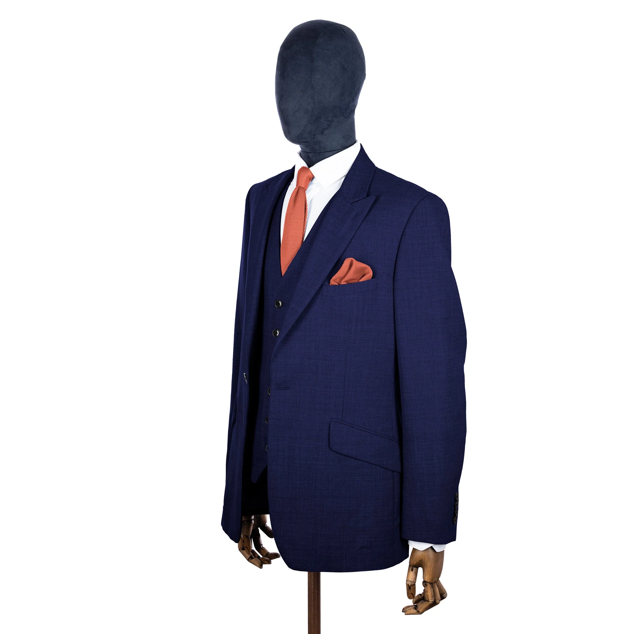 Rustic orange knitted tie and pocket square set - Image 7