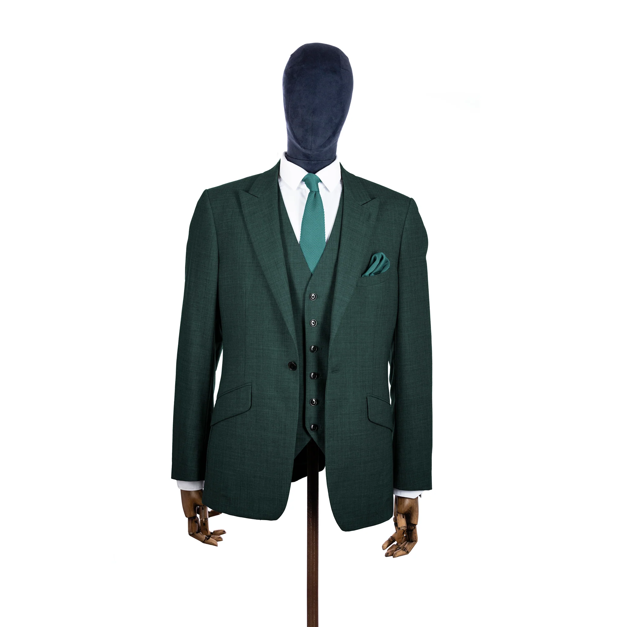 Teal knitted tie and pocket square set - Image 5