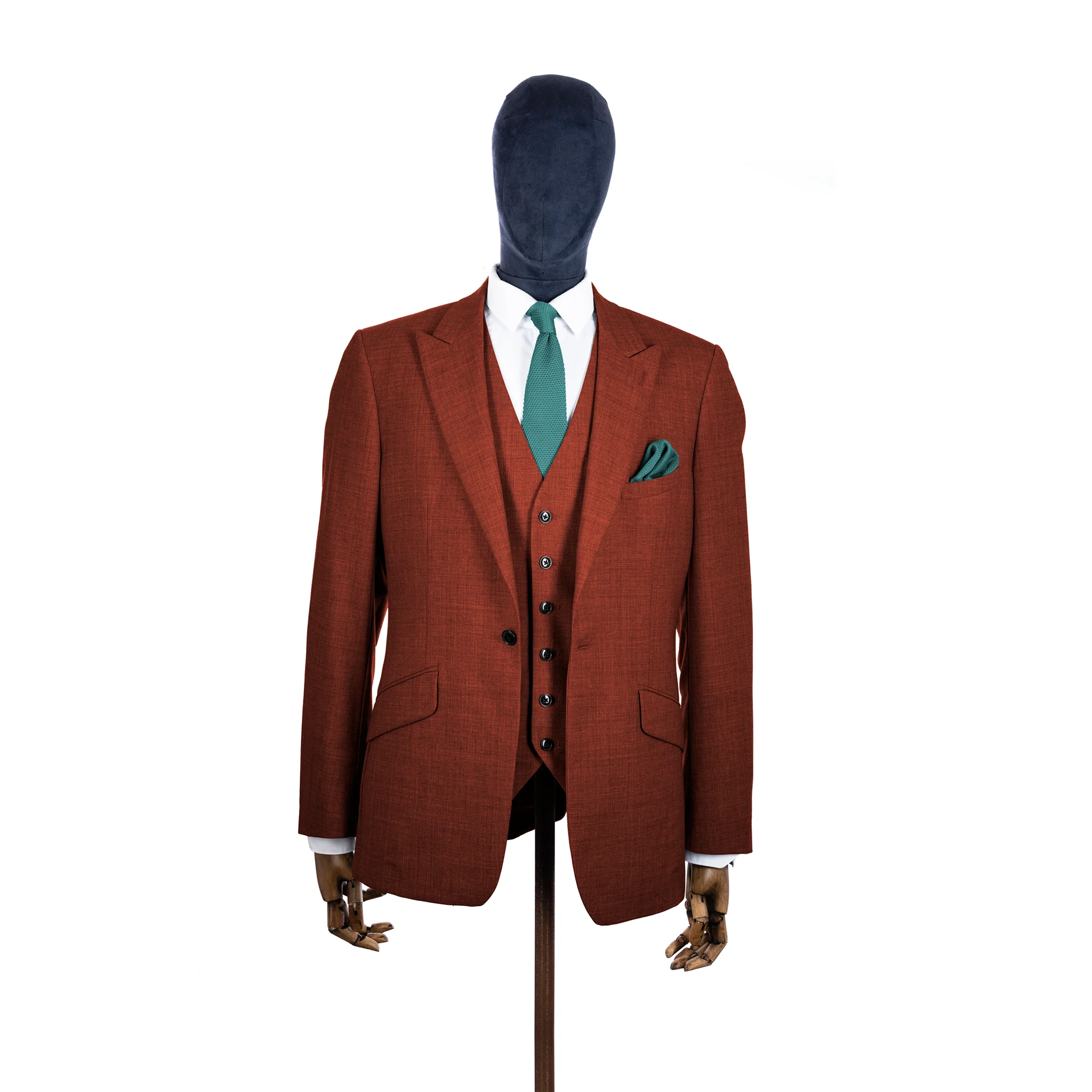 Teal knitted tie and pocket square set - Image 6