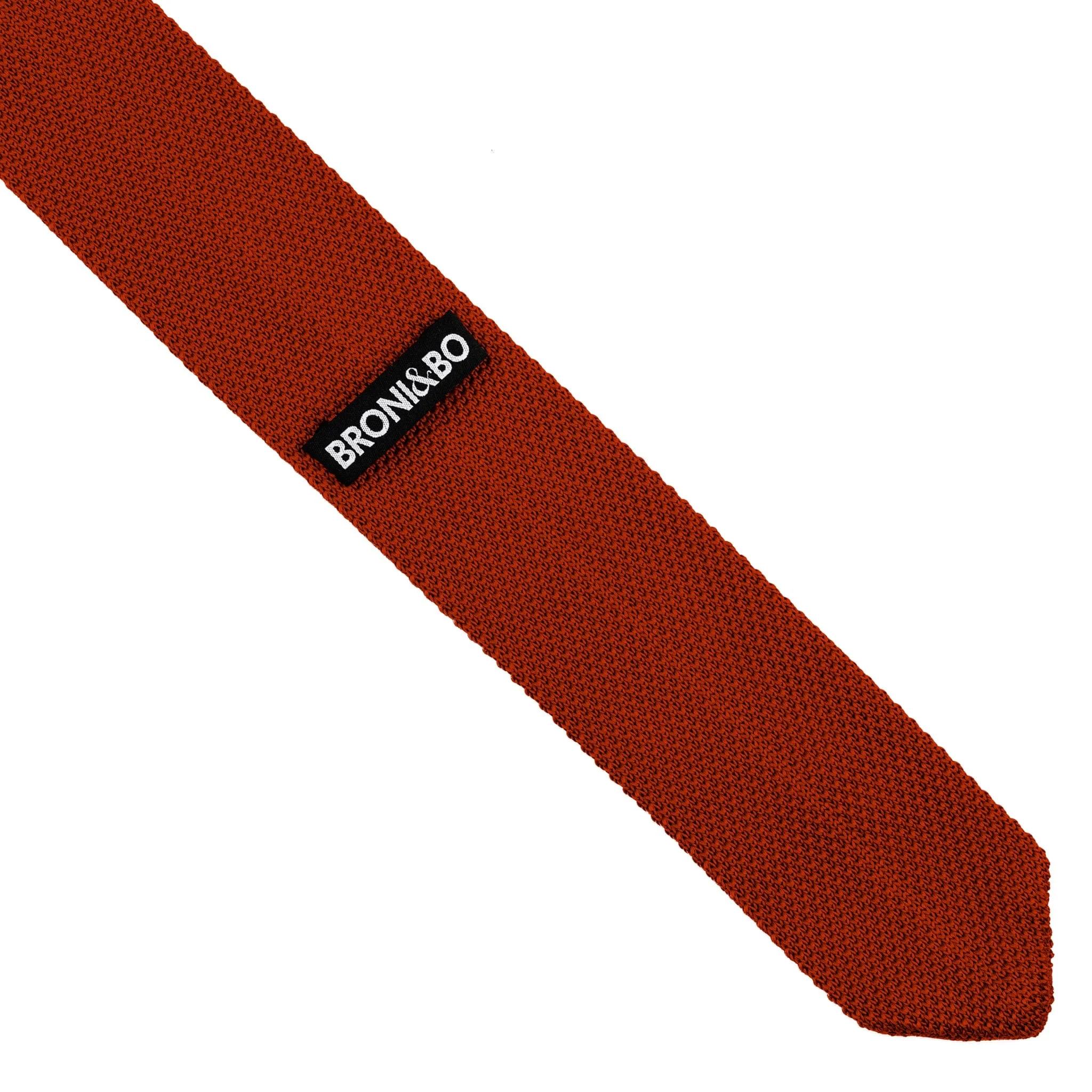 Terracotta knitted tie and pocket square set - Image 10