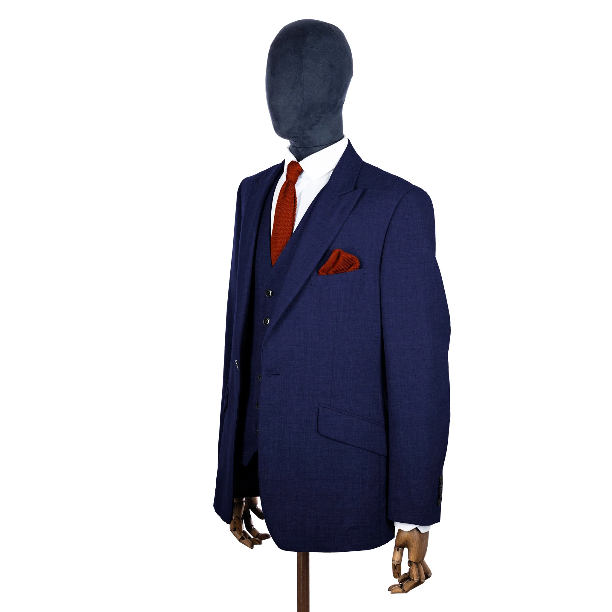 Terracotta knitted tie and pocket square set - Image 7