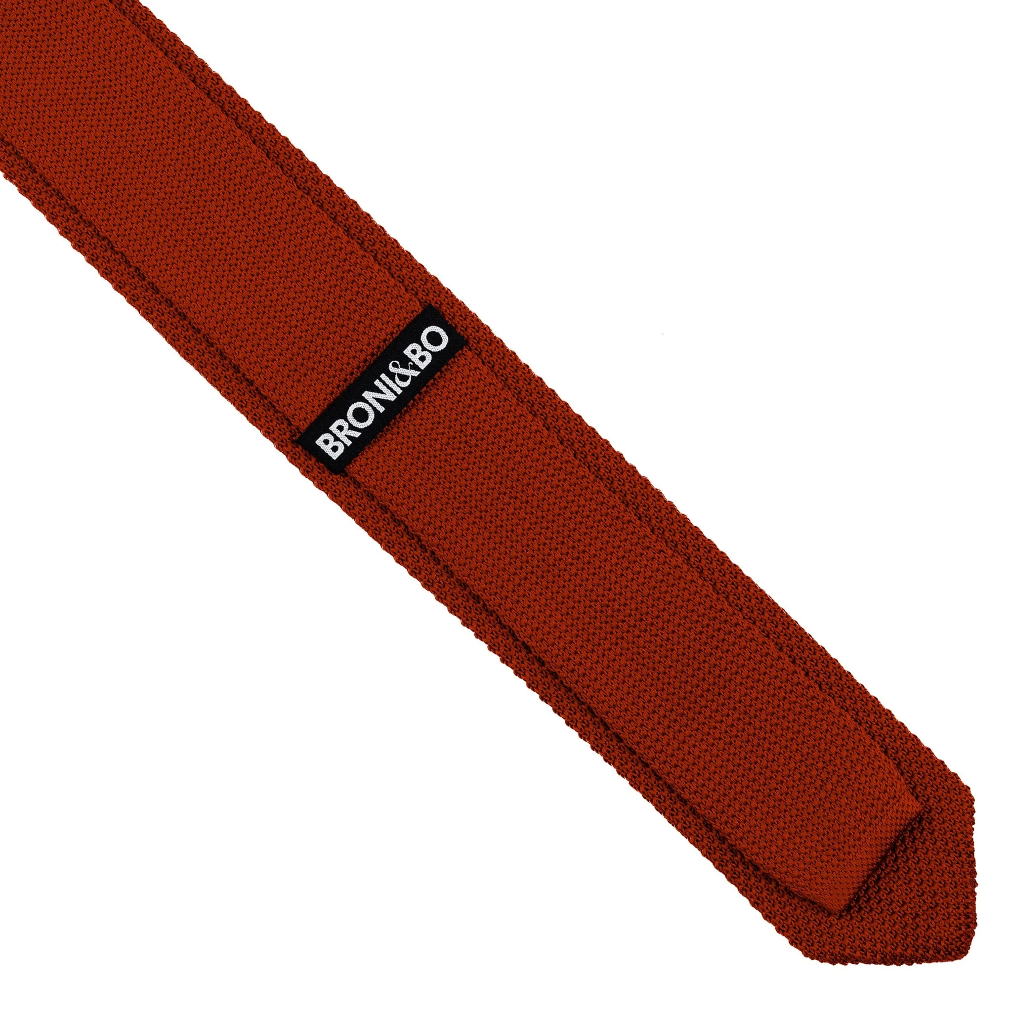 Terracotta knitted tie and pocket square set - Image 9